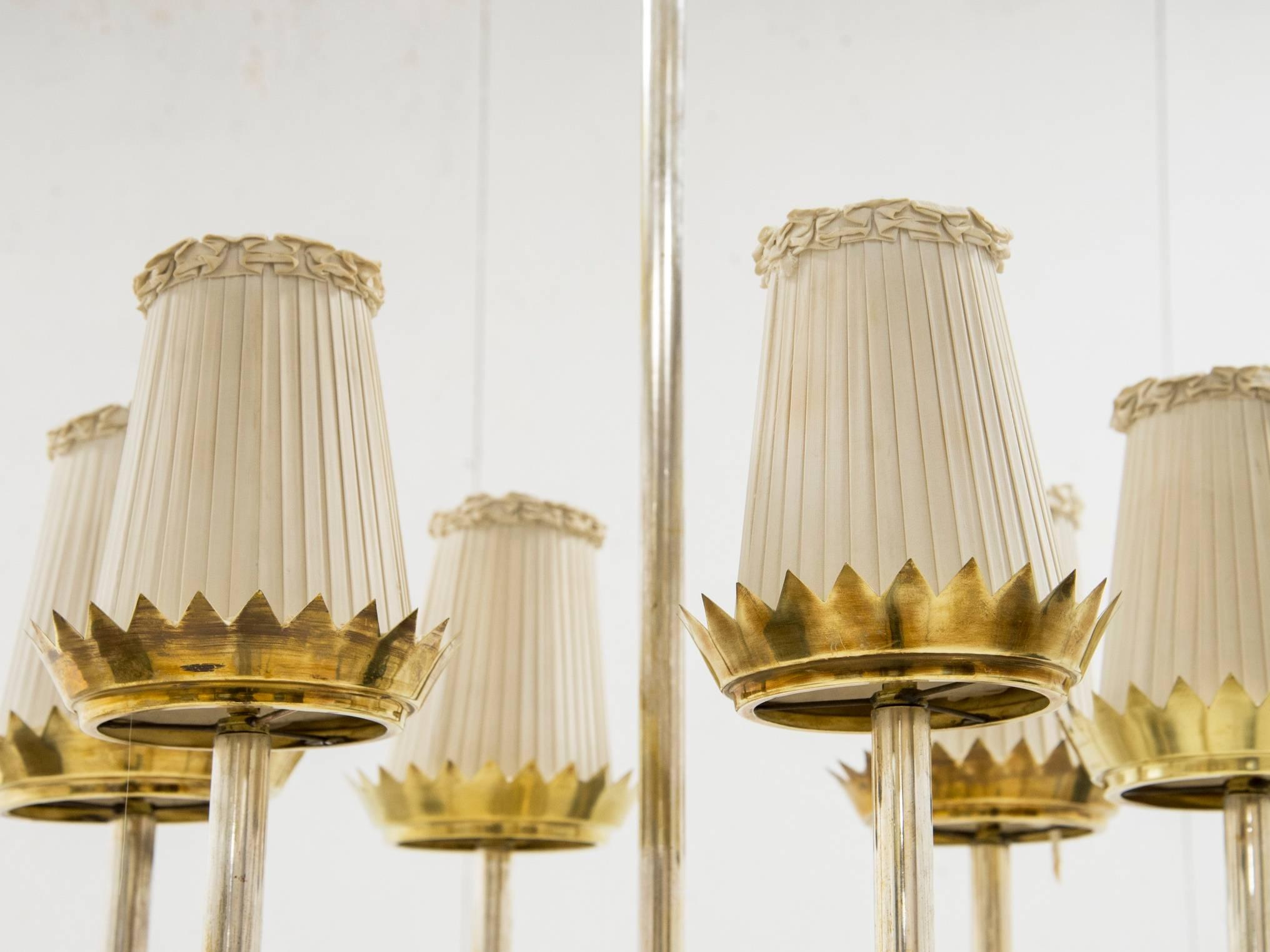 Pietro Chiesa, Italian Ceiling Light in Brass, Rare Model from 1940s In Excellent Condition For Sale In Paris, FR