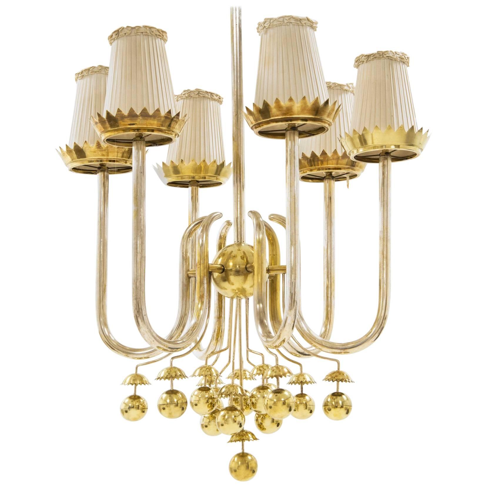Pietro Chiesa, Italian Ceiling Light in Brass, Rare Model from 1940s For Sale