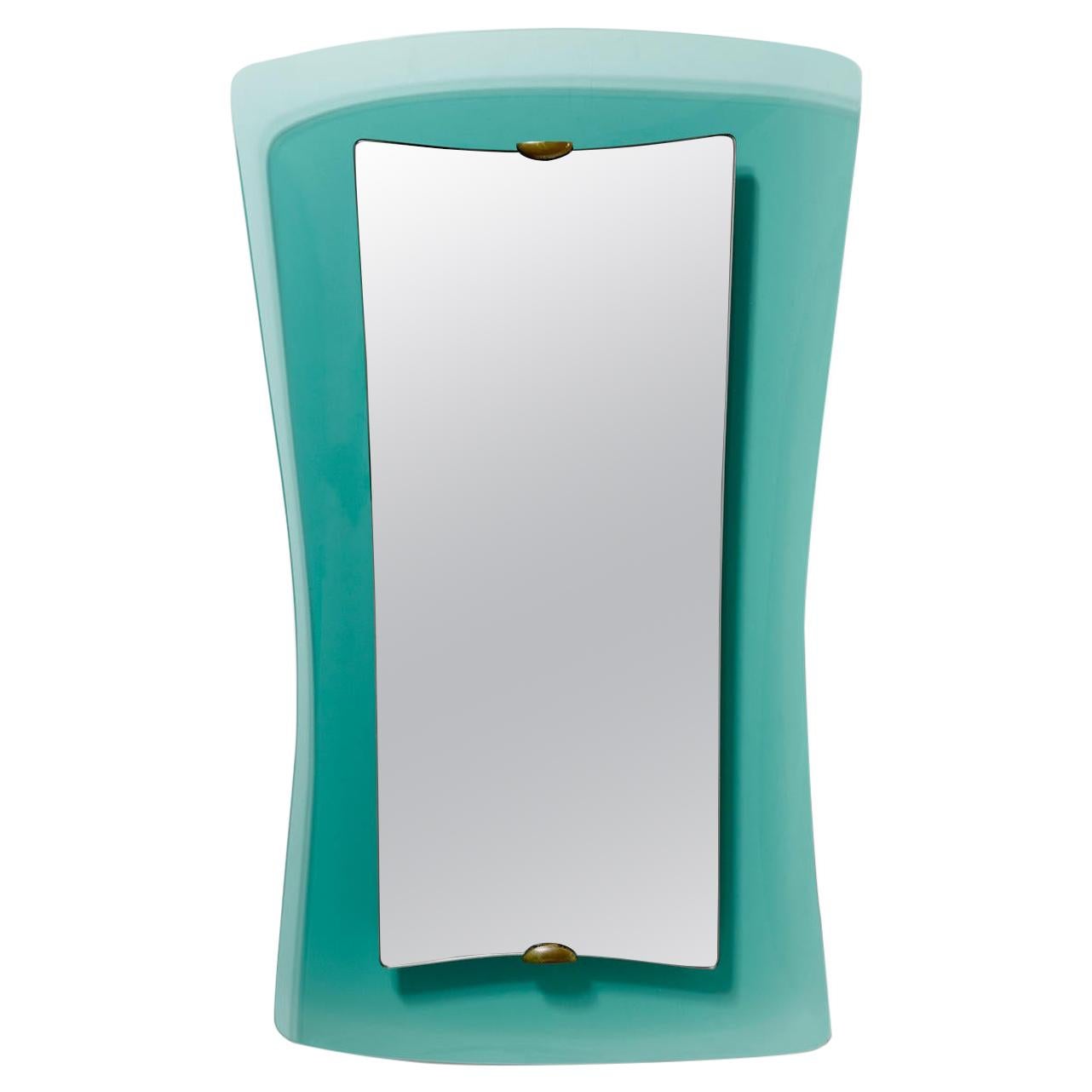 Pietro Chiesa/ Max Ingrand, Wall Mirror for Fontana Arte Frosted Glass, Brass