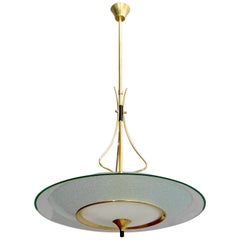 Fontana Arte Stil Mitte des Jahrhunderts Italienisch Glas und Messing Kronleuchter 40s