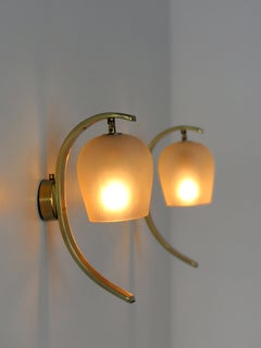 Pietro Chiesa Midcentury Brass Glass Wall Lights for fontana Arte, Italy 1940s
