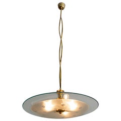 Pietro Chiesa Mid-century Italian Glass and Brass Chandelier by Fontana Arte