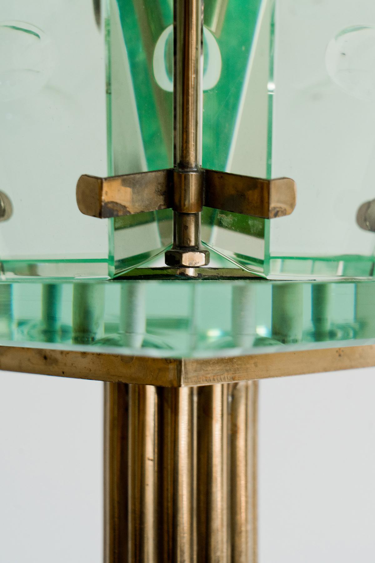Modern Nile Green Glass Lantern Floor Lamp Attributed by Pietro Chiesa, 1940 For Sale 3
