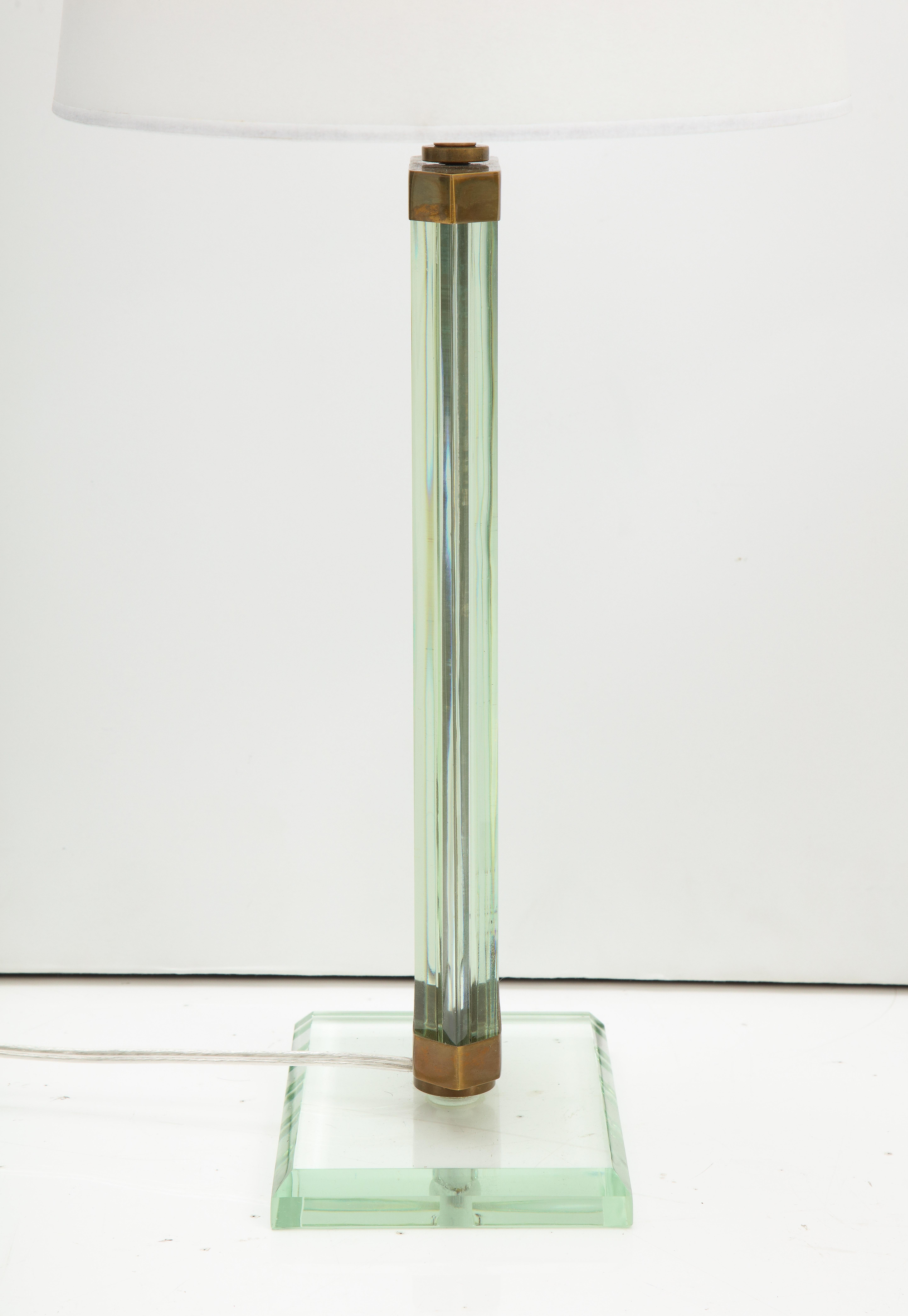 Pietro Chiesa, Paar Fontana Arte-Lampen aus Glas und Messing, Italien, 1940er Jahre im Angebot 2