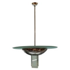 Pietro Chiesa per Fontana Arte Lampadario in Metallo e Vetro, Italia 1950s