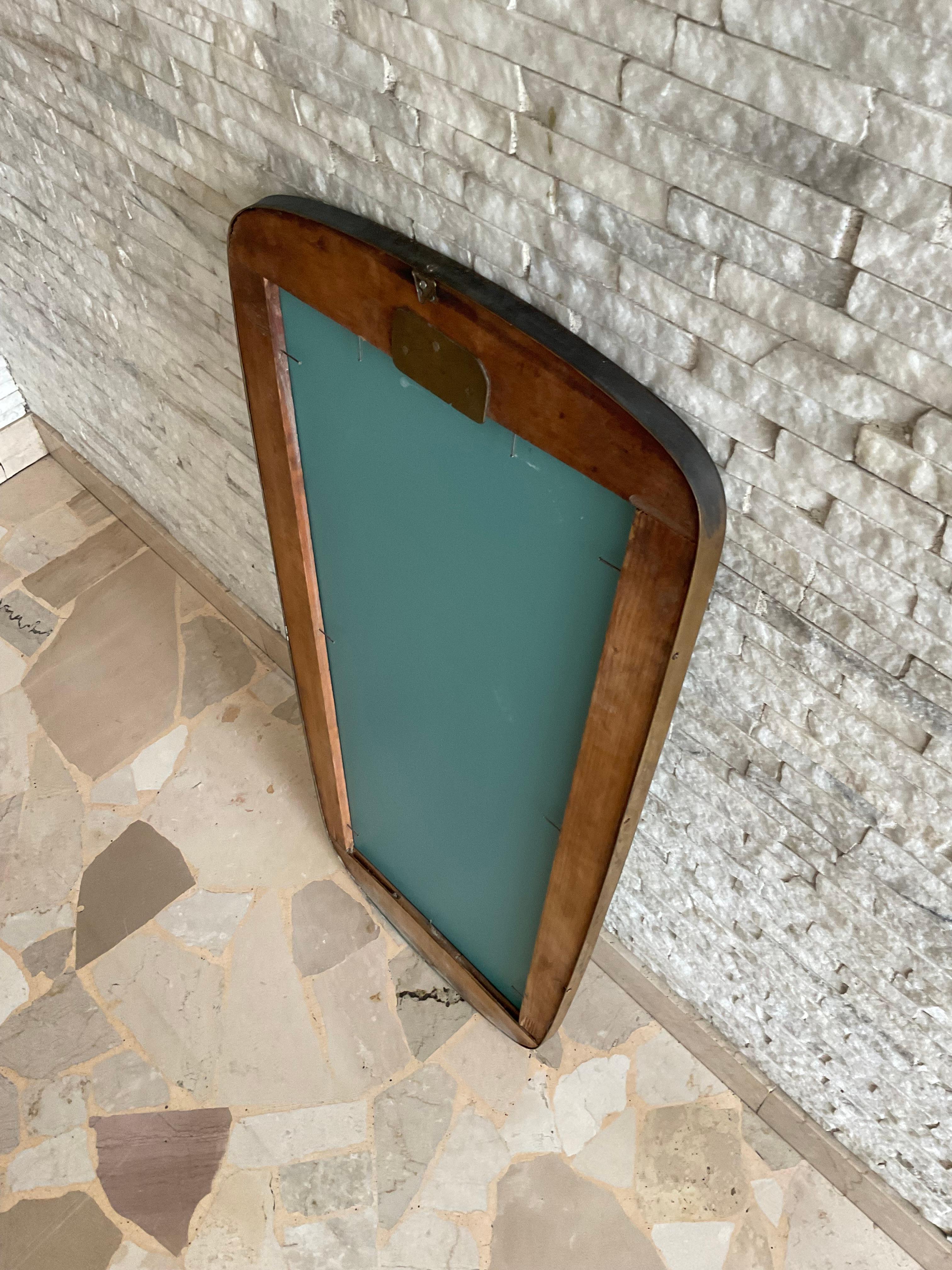 Pietro CHIESA - Mirror with brass frame - FONTANARTE-Made in ITALY 1950s For Sale 3