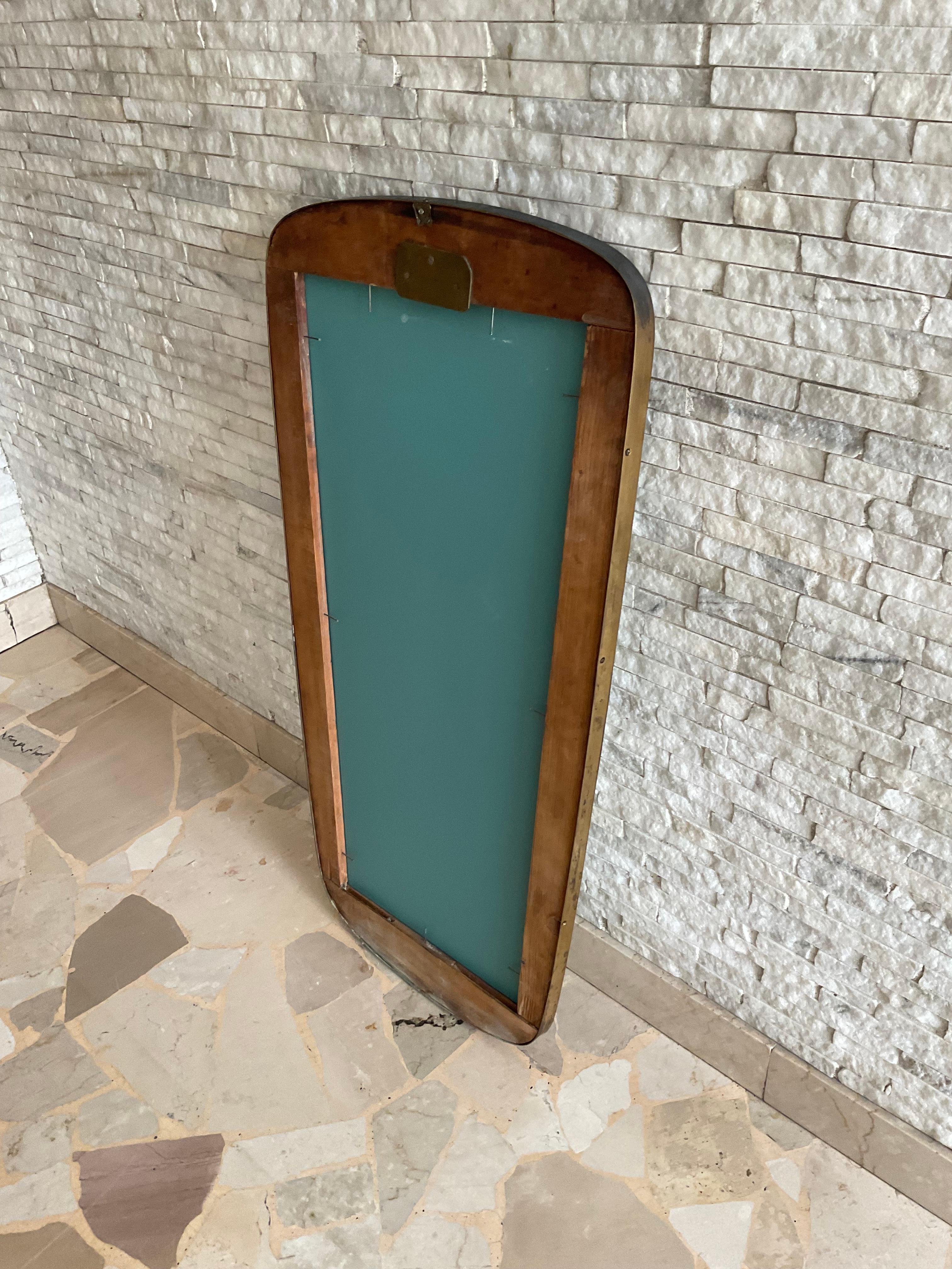 Pietro CHIESA - Mirror with brass frame - FONTANARTE-Made in ITALY 1950s For Sale 4