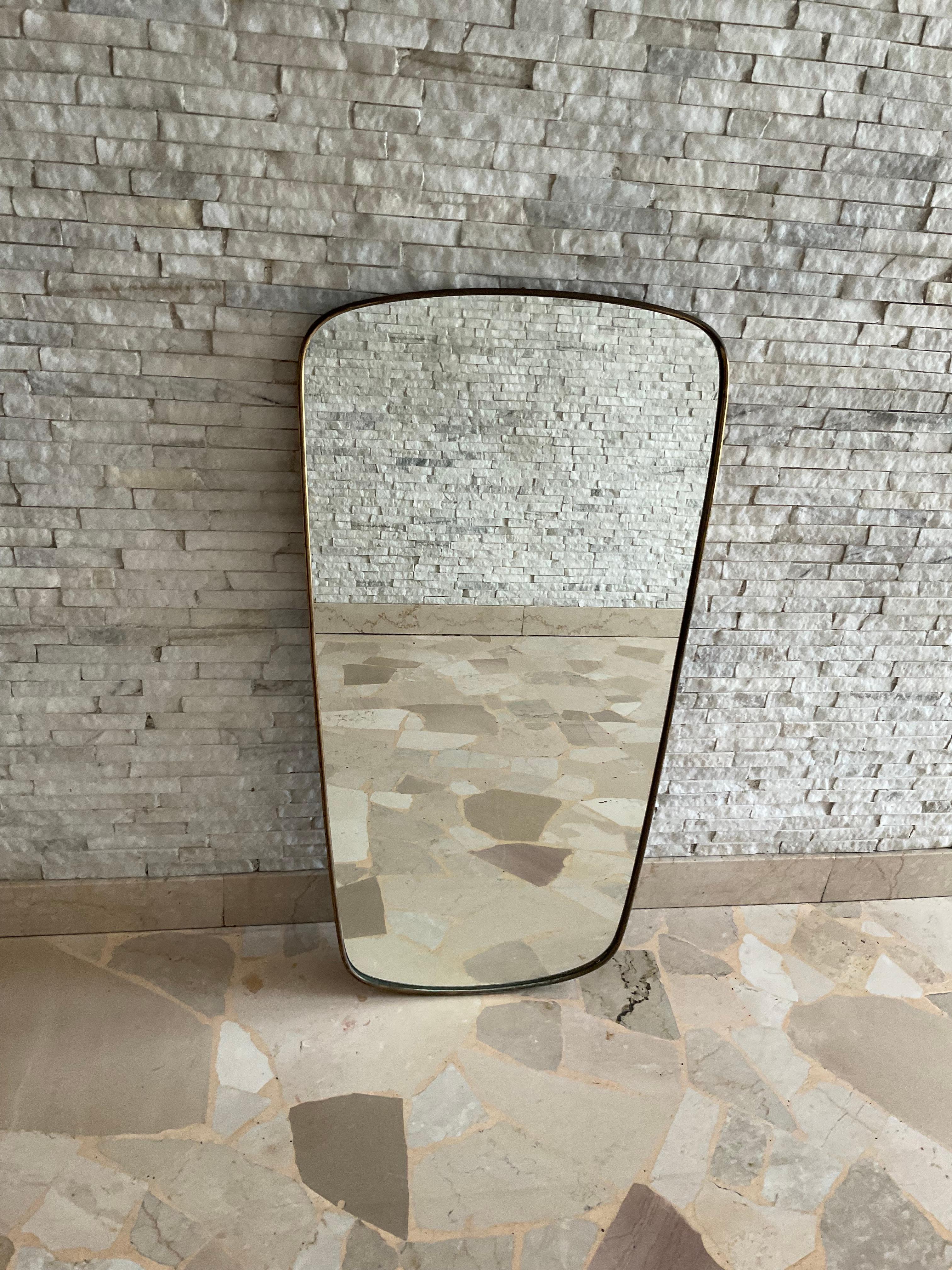 Italian Pietro CHIESA - Mirror with brass frame - FONTANARTE-Made in ITALY 1950s For Sale