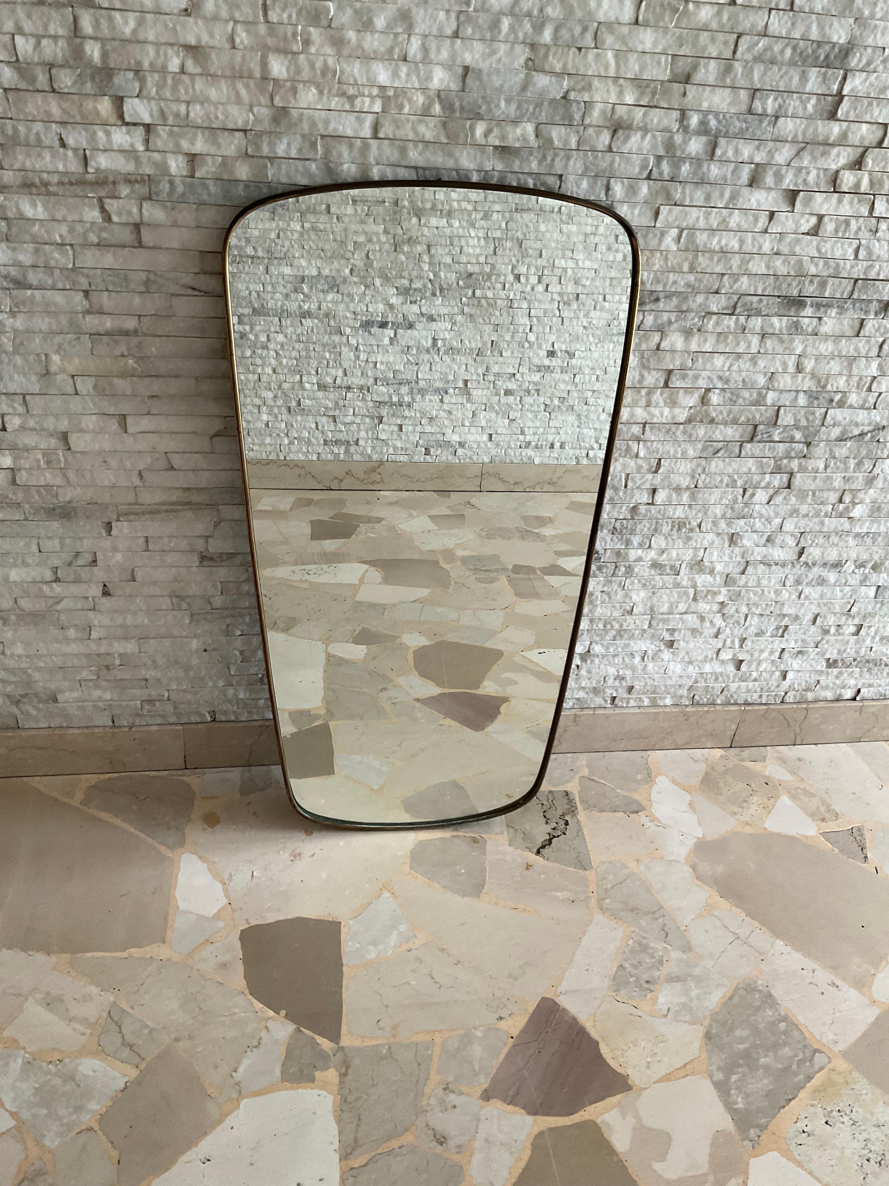 Other Pietro CHIESA - Mirror with brass frame - FONTANARTE-Made in ITALY 1950s For Sale