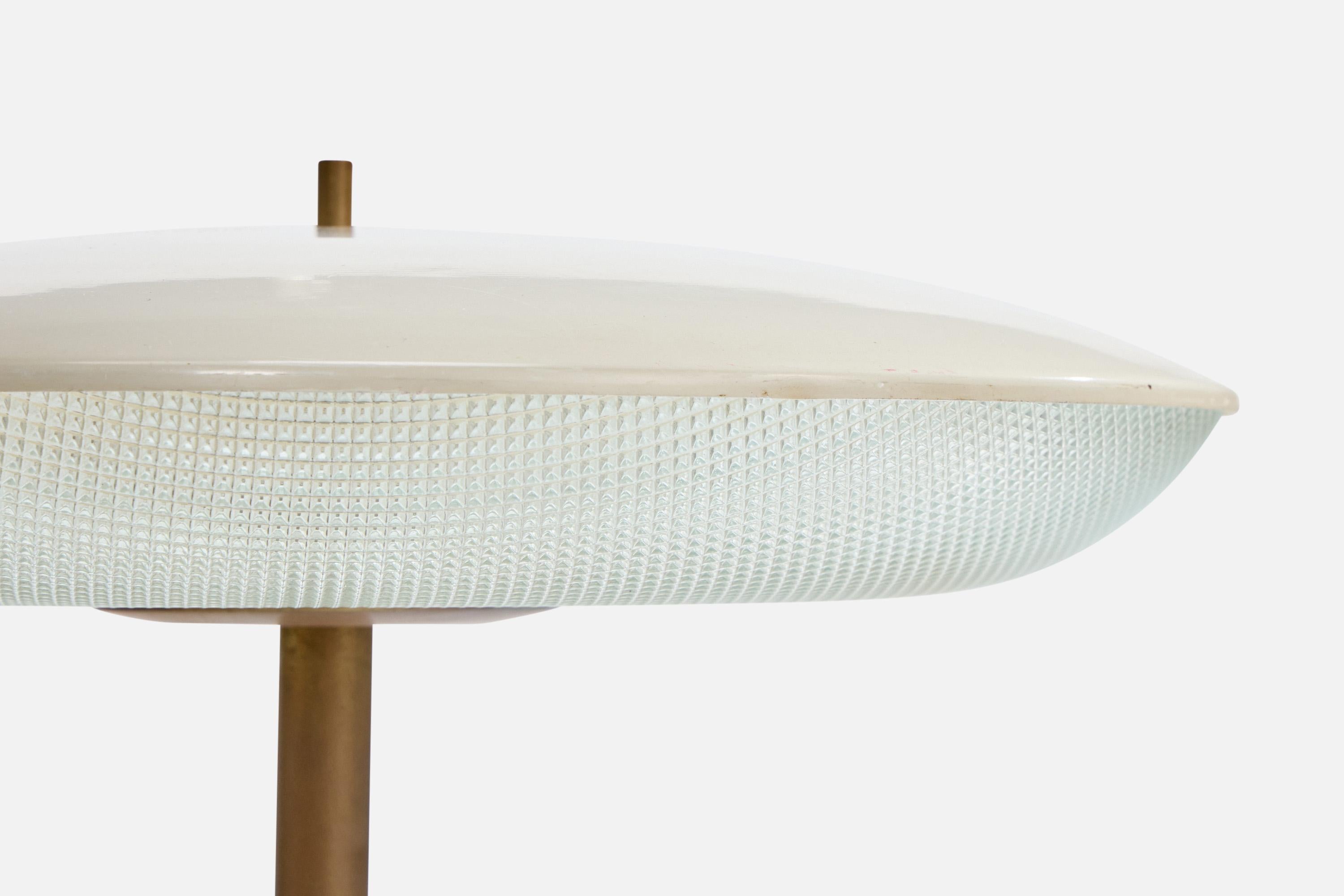 Pietro Chiesa, Lámpara de mesa, latón, cristal, acrílico, aluminio, Italia, años 40 en venta 4