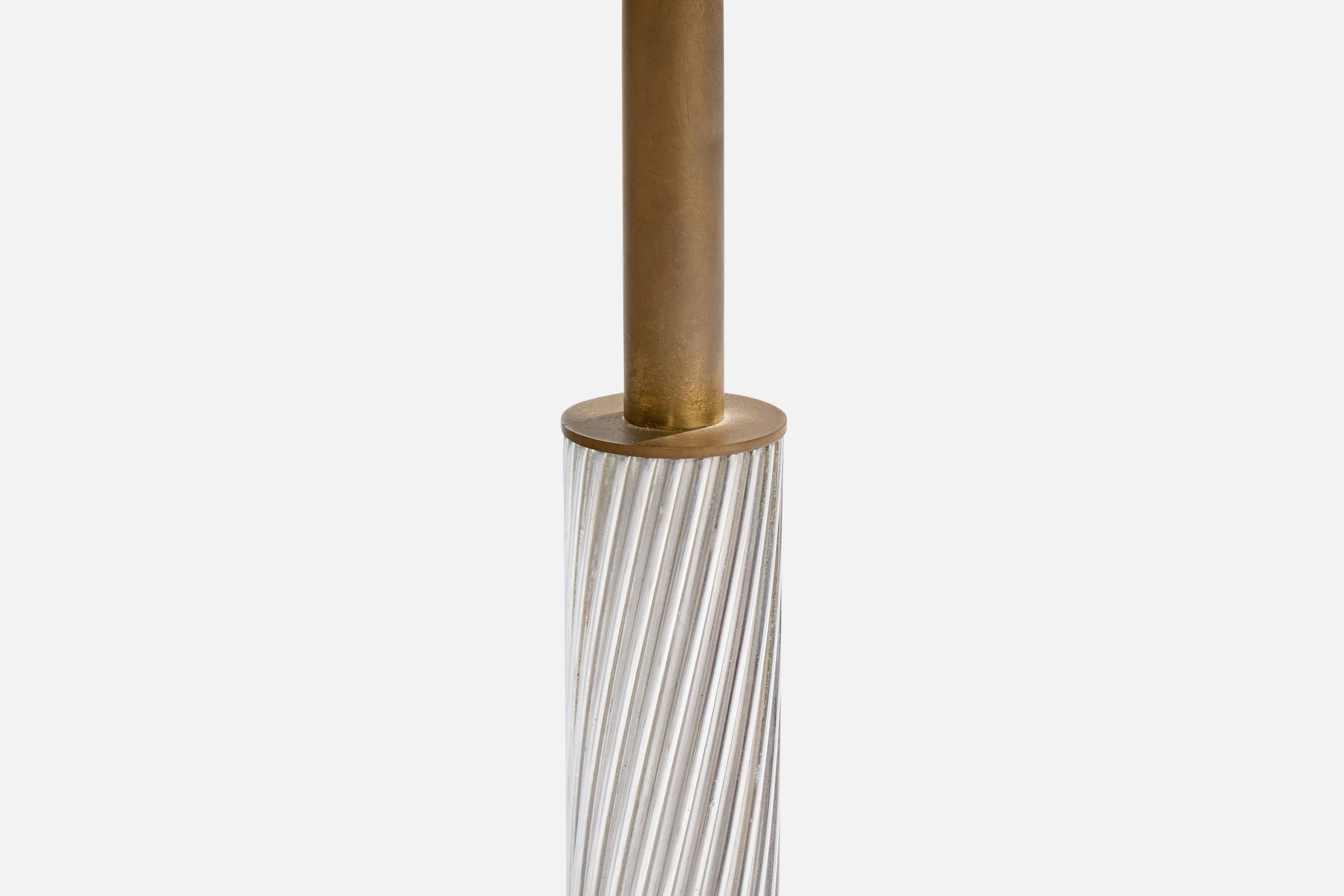 Pietro Chiesa, Lámpara de mesa, latón, cristal, acrílico, aluminio, Italia, años 40 en venta 5