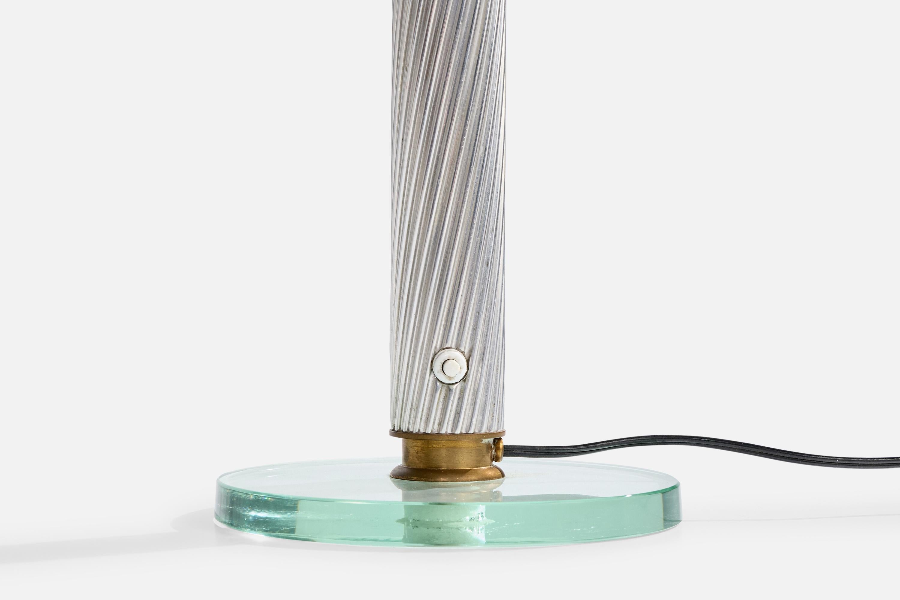 Pietro Chiesa, Lámpara de mesa, latón, cristal, acrílico, aluminio, Italia, años 40 en venta 8
