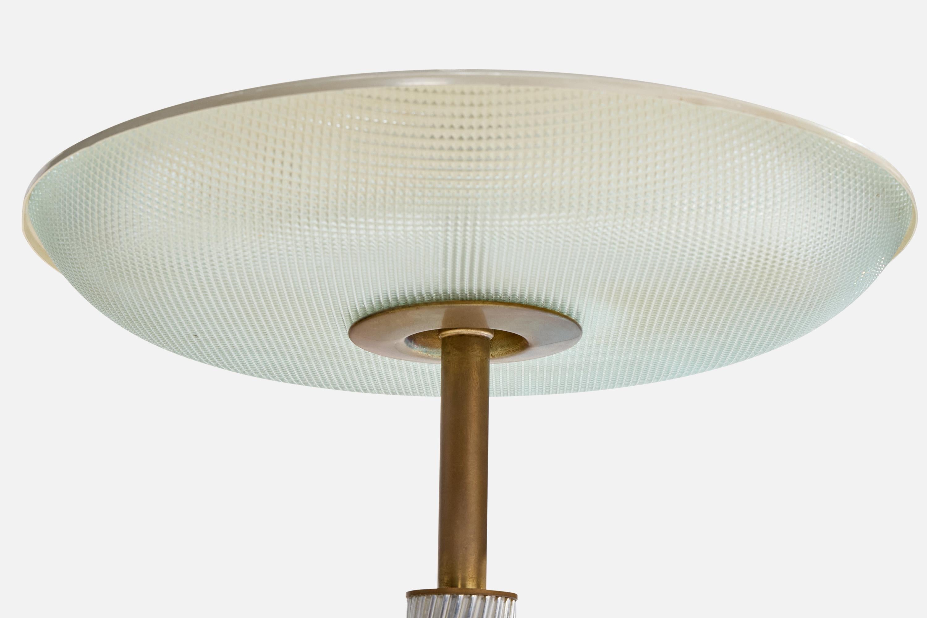 Pietro Chiesa, Lámpara de mesa, latón, cristal, acrílico, aluminio, Italia, años 40 en venta 3