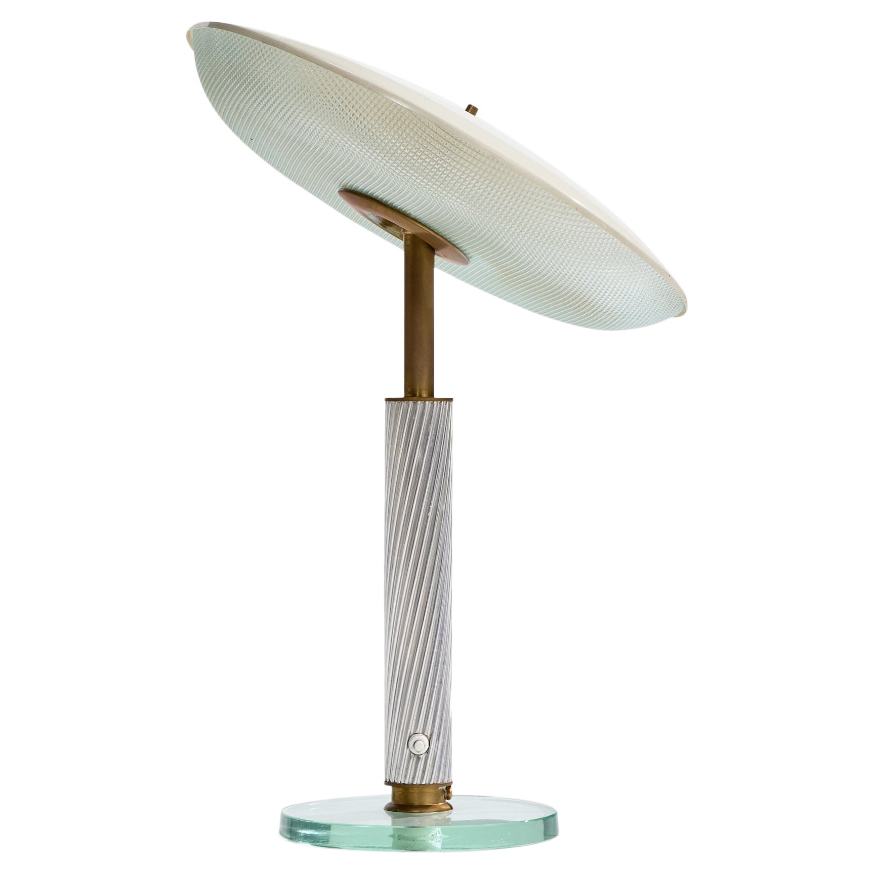 Pietro Chiesa, Tischlampe, Messing, Glas, Acryl, Aluminium, Italien, 1940er Jahre im Angebot