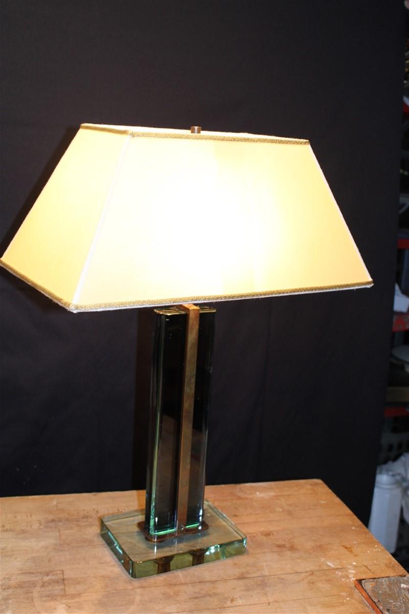 Pietro Chiesa Table Lamp Fontana Arte 1940 Blu Crystal Brass Italian For Sale 6