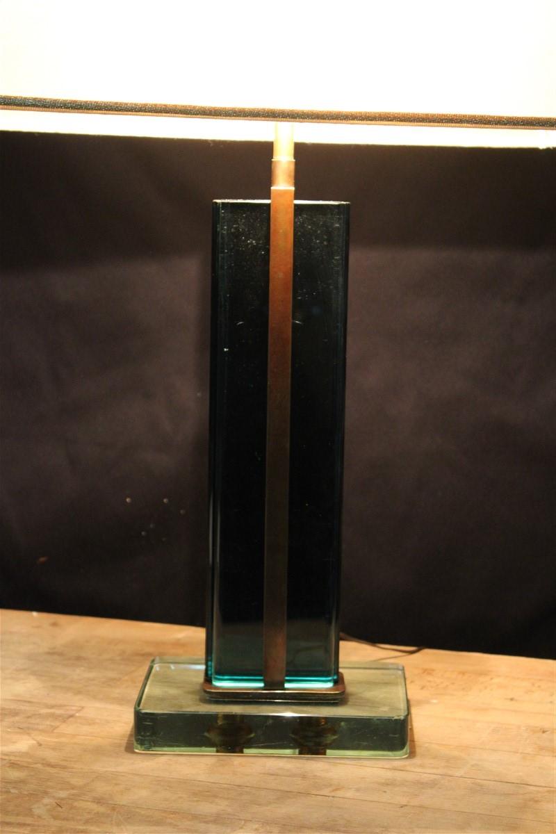 Pietro Chiesa Table Lamp Fontana Arte 1940 Blu Crystal Brass Italian In Good Condition For Sale In Palermo, Sicily