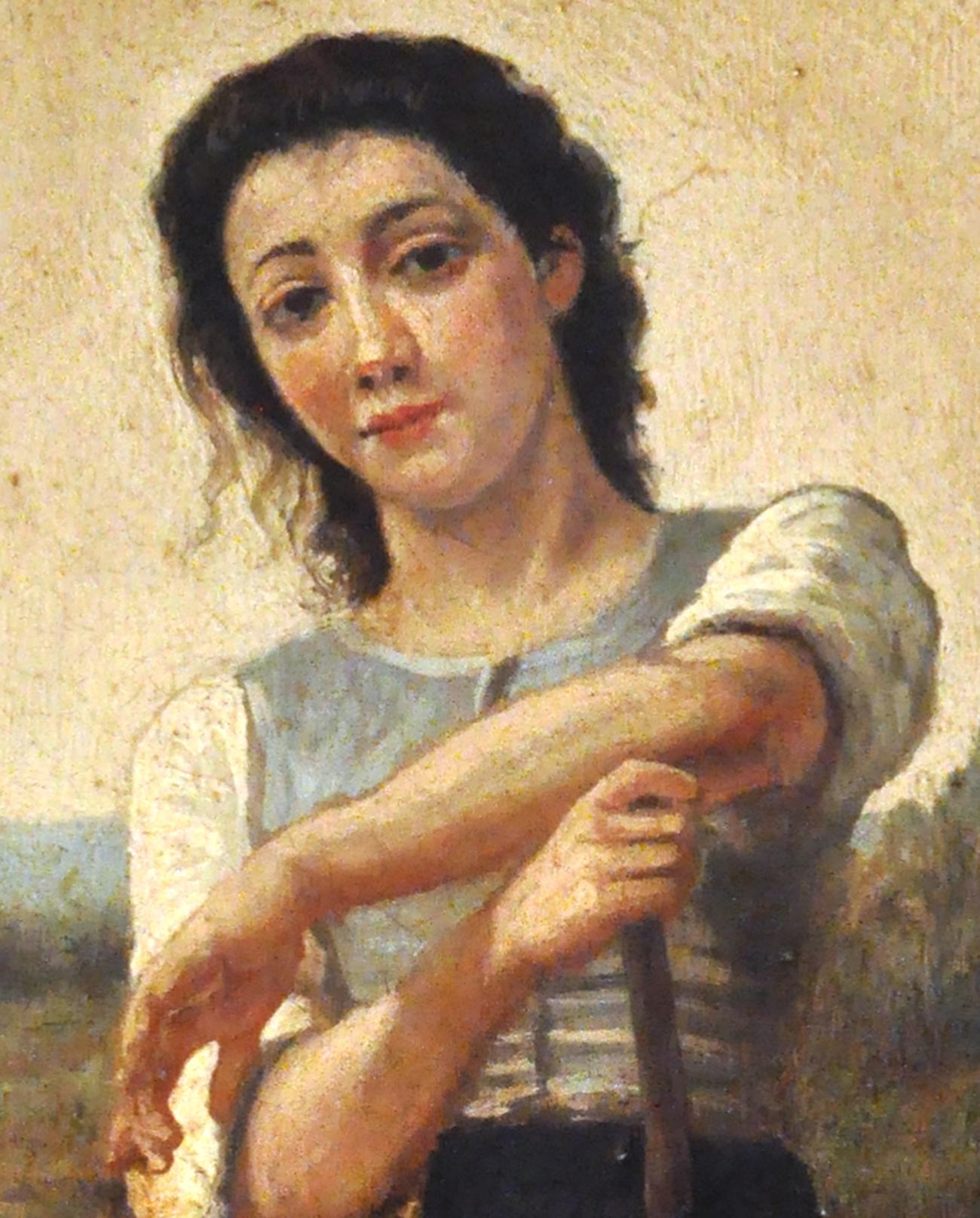 COUNTRY GIRL- In the Manner of W.A.Bouguereau- Italy Oil on canvas -Painting For Sale 1