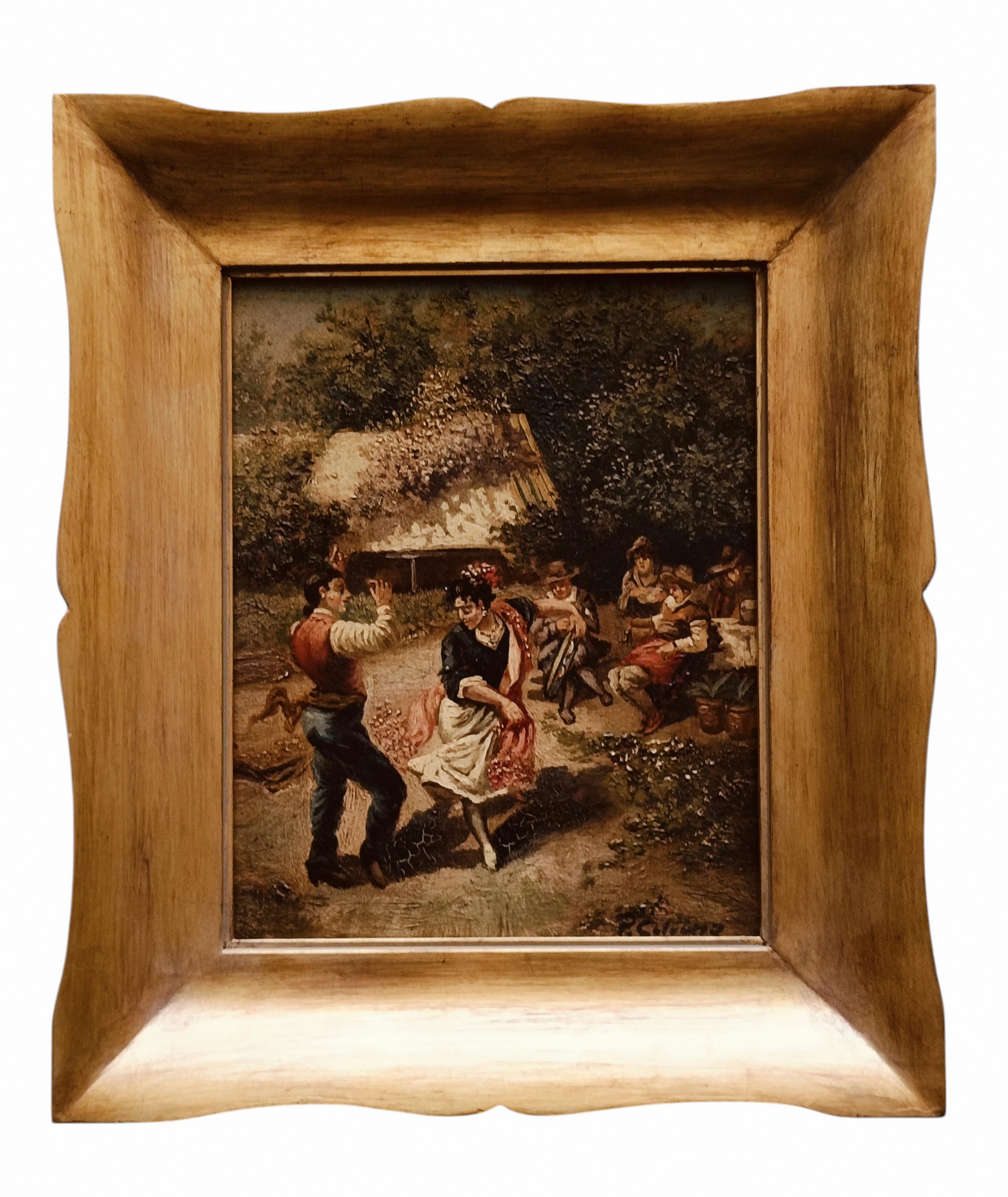 Figurative Painting de Pietro Colonna - ESCENA RURAL - Escuela Italiana - Italia - Pintura al óleo sobre lienzo