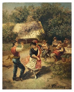 COUNTRY SCENE - École italienne - Italie - Peinture à l'huile sur toile