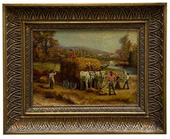 COUNTRY SCENE – Italienische Schule, Landschaft, ländlich, Öl auf Leinwand, Gemälde