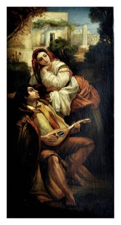 SERENADE – Pietro Colonna –  Italienisches figuratives Gemälde, Öl auf Leinwand