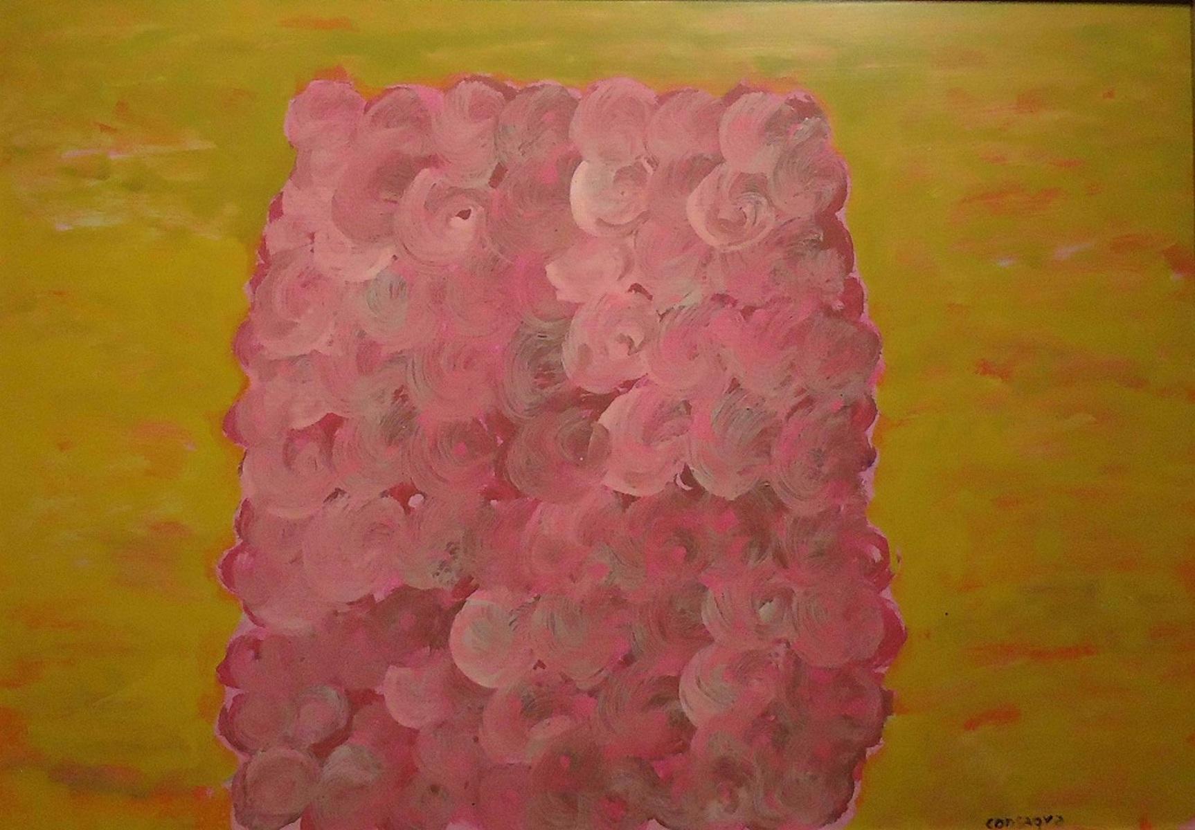 Pink and Yellow Composition - Tempera by P. Consagra - 1973