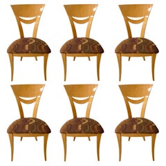 Silla de comedor italiana postmoderna de madera de arce lacada Pietro Constantini, set de 6 