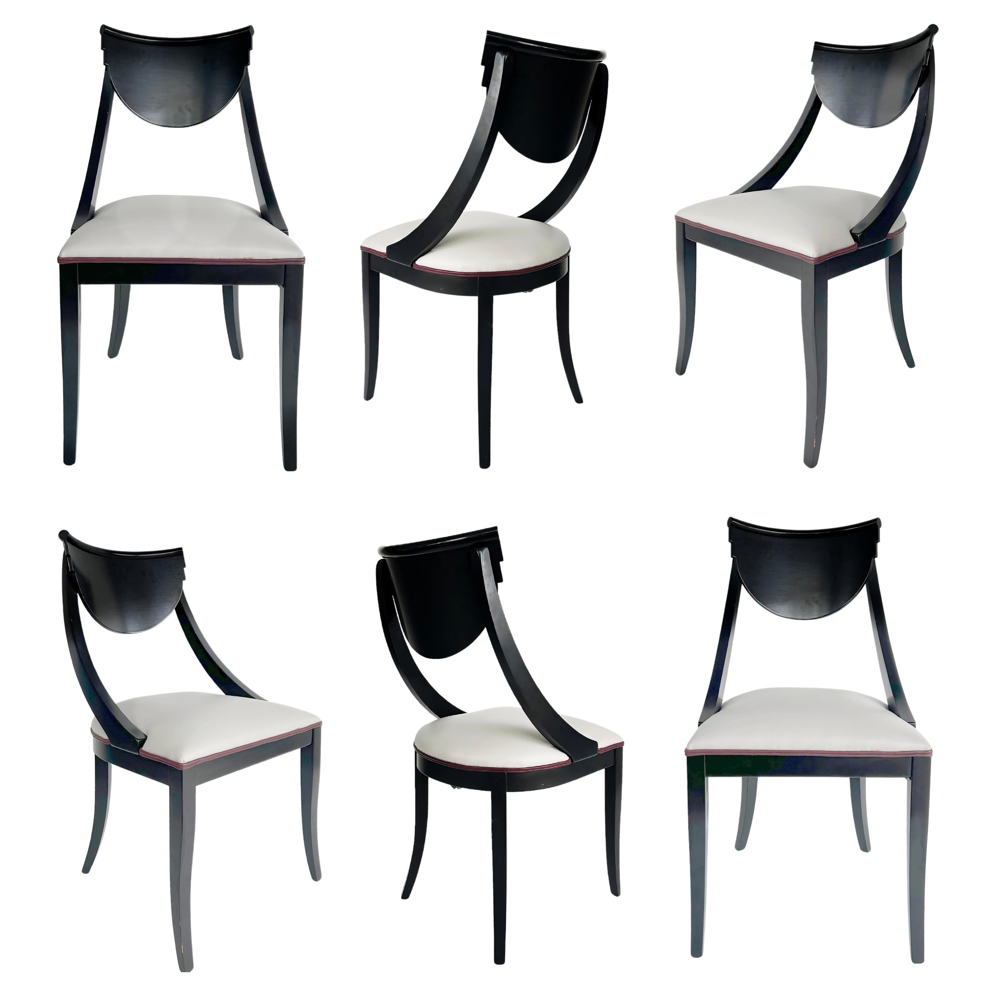 Pietro Constantini Italian Regency Klismos Dining Chairs, Set of 6 For Sale