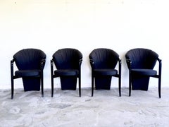 Pietro Constantini, Set of Four Black Elegant Dining Room Chairs, 1980s