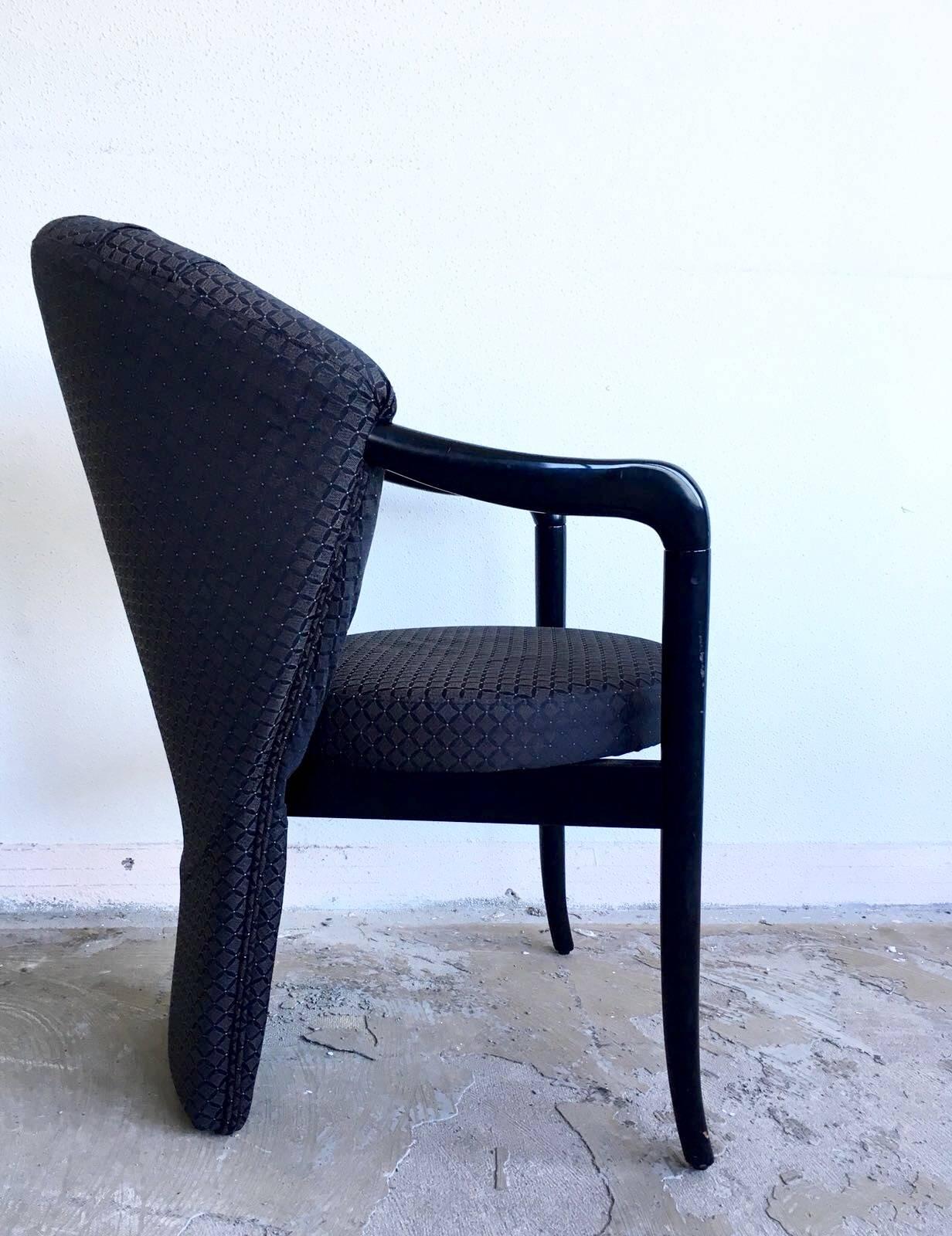 Italian Pietro Constantini, Set of Four Black Elegant Dining Room Chairs, 1980s For Sale