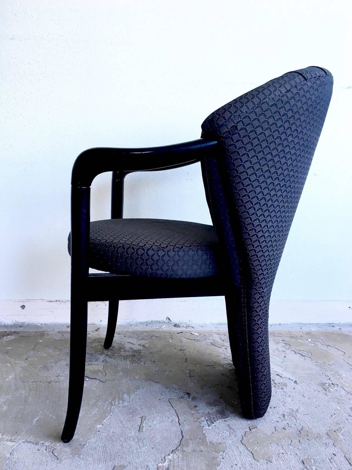 Lacquered Pietro Constantini, Set of Four Black Elegant Dining Room Chairs, 1980s For Sale