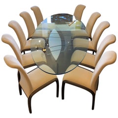 Pietro Costantini Dining Chairs and Custom Oval Glass Table Dining Set