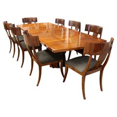 Pietro Costantini Ello Wood Lacquer Postmodern Italian Dining Table and 8 Chairs