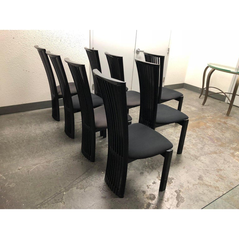 Pietro Costantini for Ello Furniture Black Dining Chairs, Set of Eight