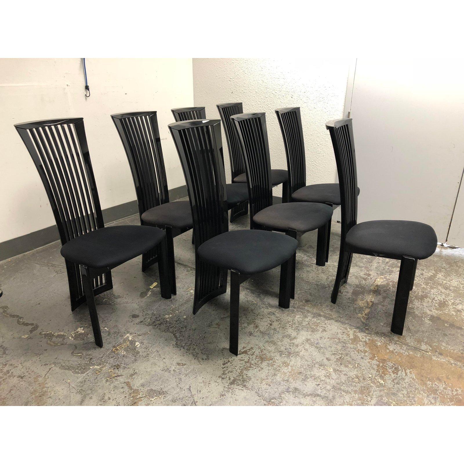 Pietro Costantini for Ello Furniture Black Dining Chairs, Set of Eight In Good Condition For Sale In San Francisco, CA