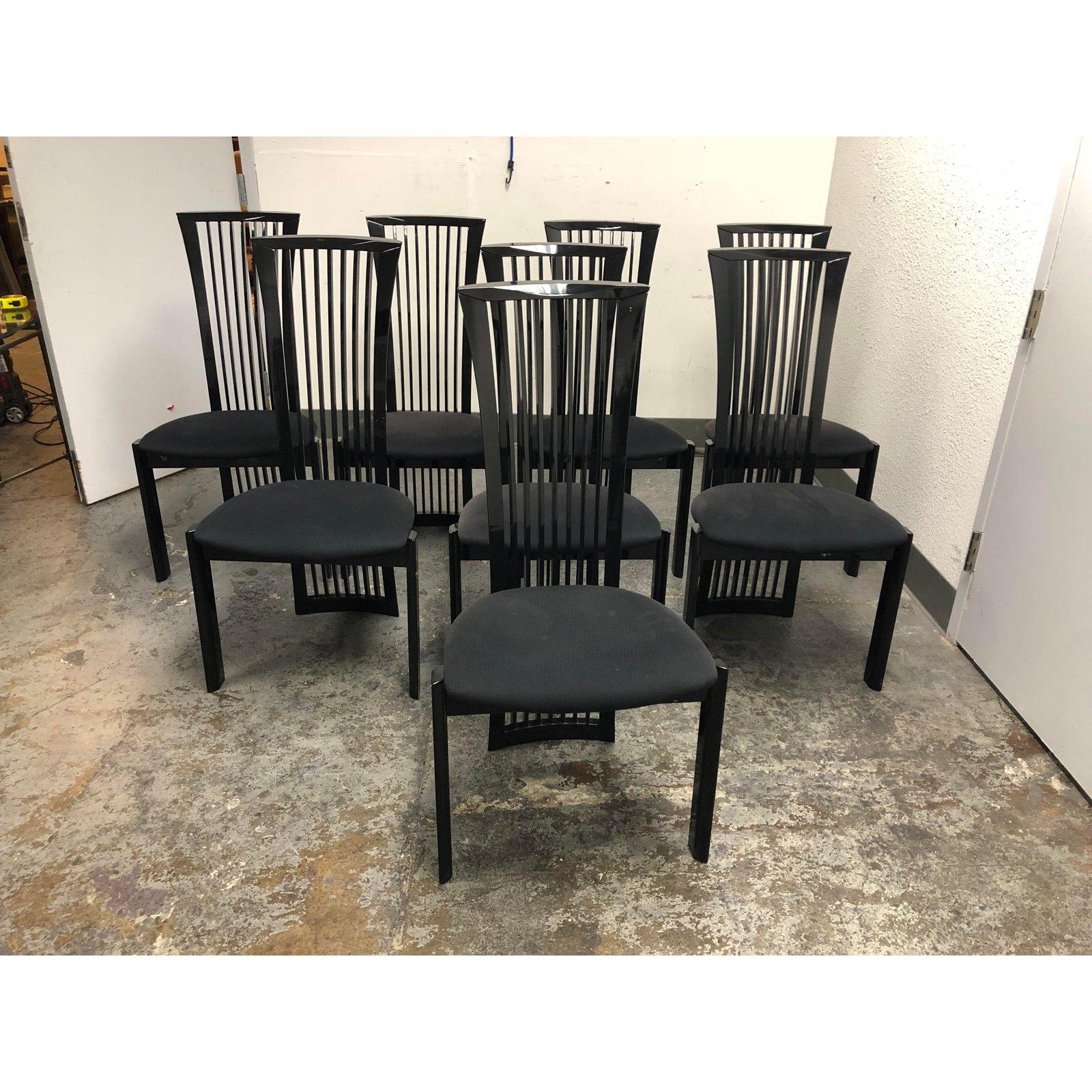 Pietro Costantini for Ello Furniture Black Dining Chairs, Set of Eight For Sale 1