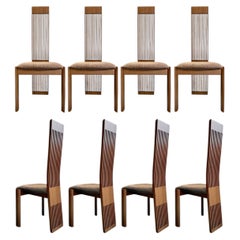 Pietro Costantini for Ello Postmodern High Back Dining Chairs, Set of 8 (Italy)
