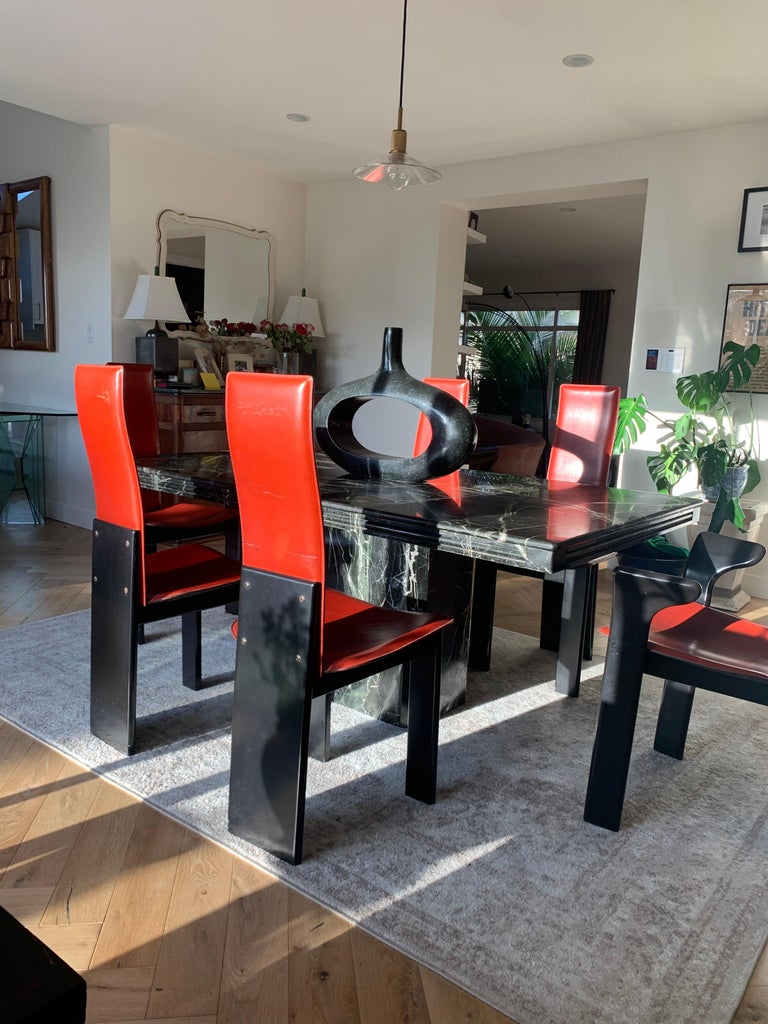Red leather dining room set on sale