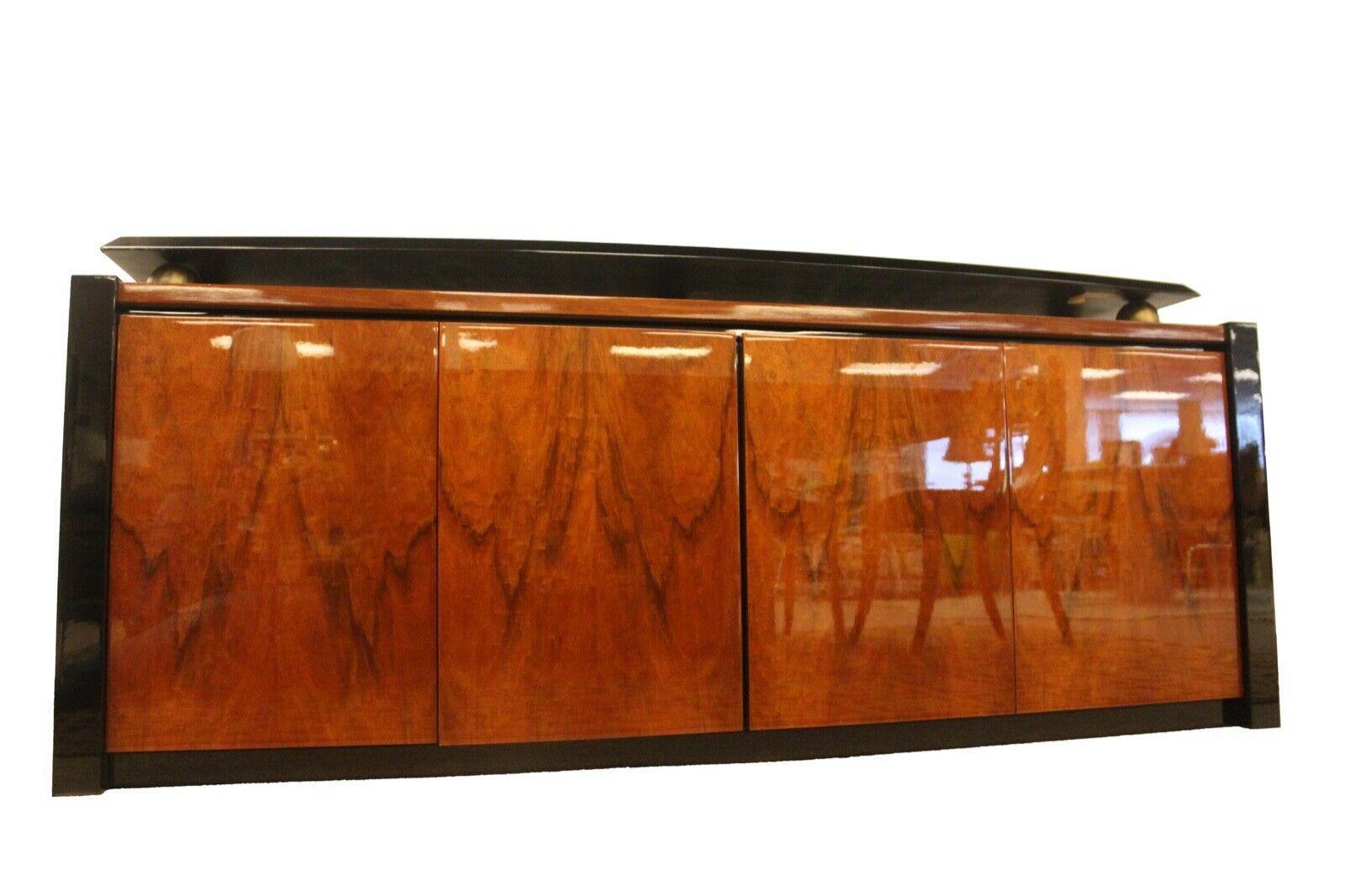 Pietro Costantini for Ello Wood Lacquered Dining Table 8 Chairs & Credenza In Good Condition In Keego Harbor, MI