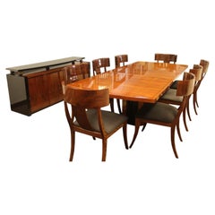 Pietro Costantini for Ello Wood Lacquered Dining Table 8 Chairs & Credenza