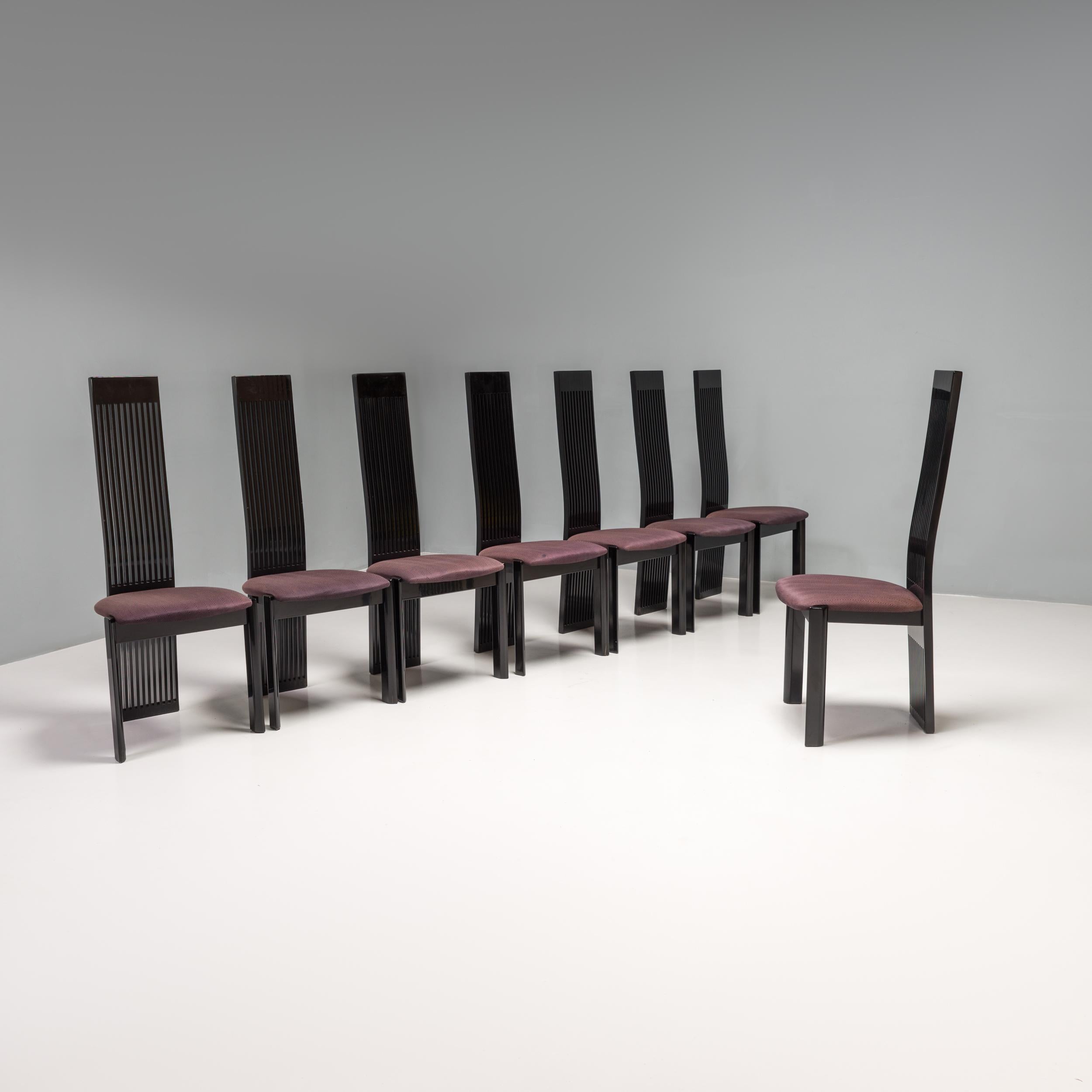 Post-Modern Italian Pietro Costantini Postmodern Black Dining Chairs, Set of 8