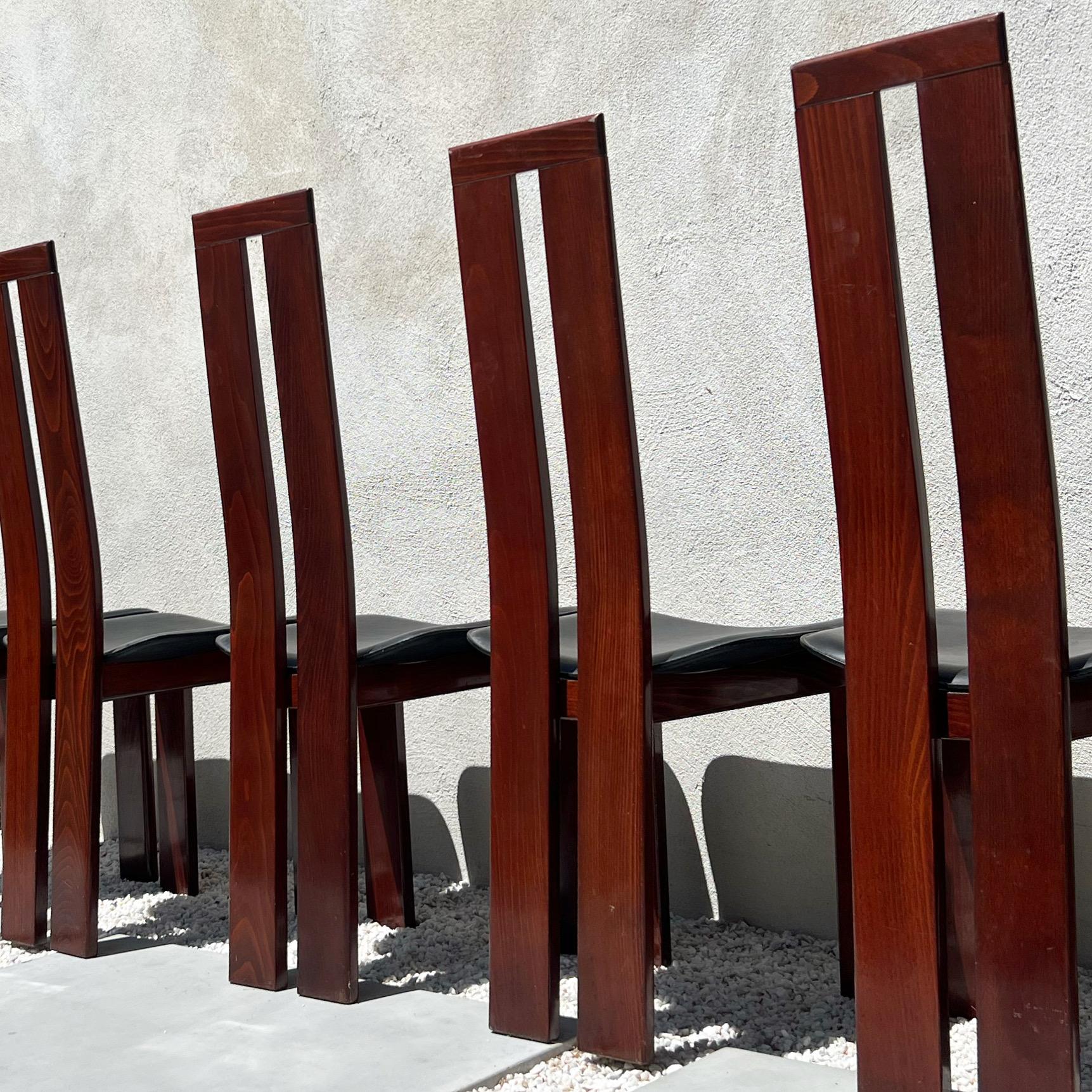 Pietro Costantini postmodern Cherry Wood and Leather Dining Chairs, circa 1977 13