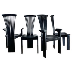 Pietro Costantini Style Lacquer and Leather Dining Chairs, circa 1980