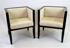 Pietro Costantini Yale Armchairs in Quilted Ultrasuede and Black Lacquer