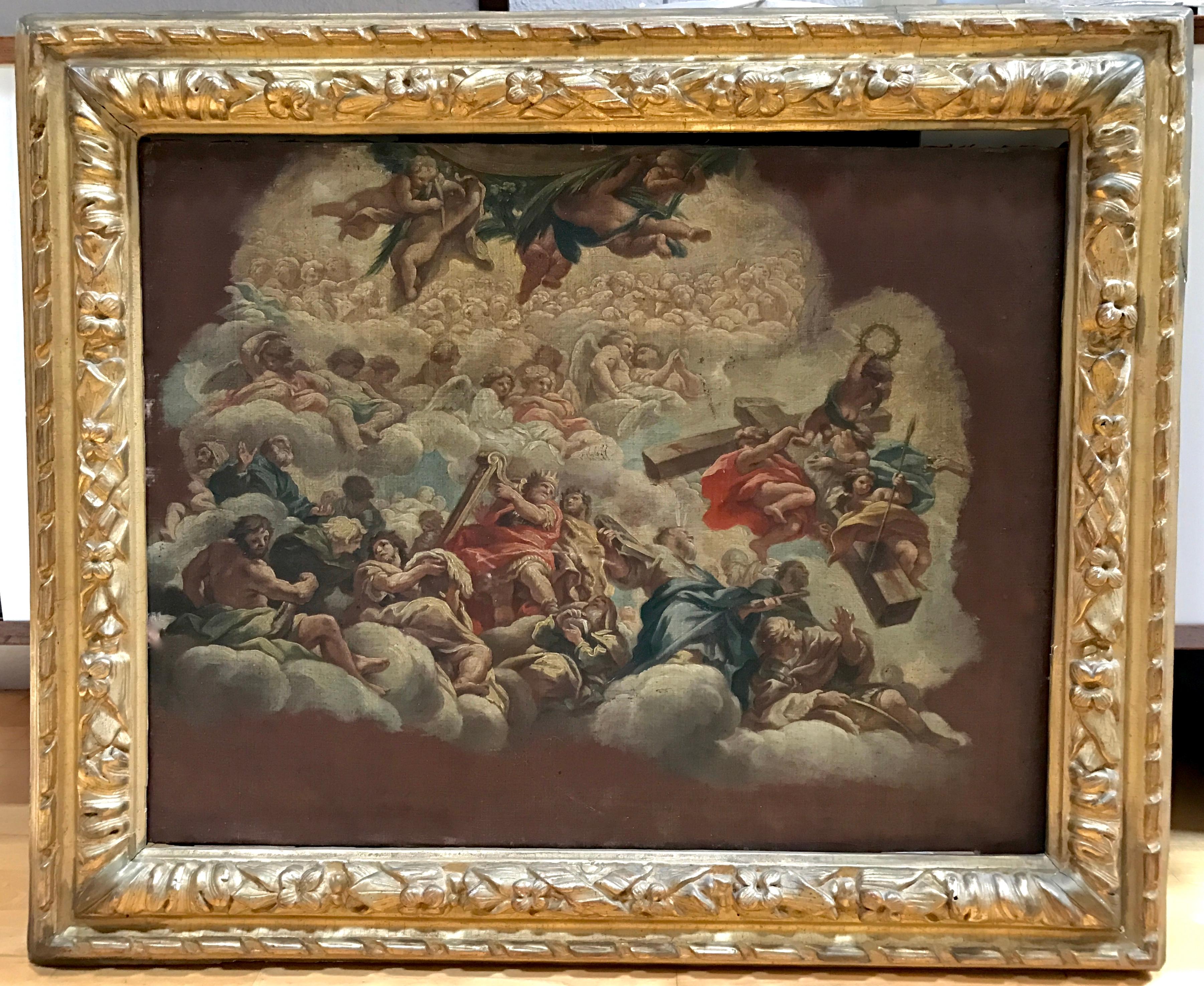 Baroque Pietro da Cortona 1630 Fresco Study, Antique Louis XIII Frame For Sale