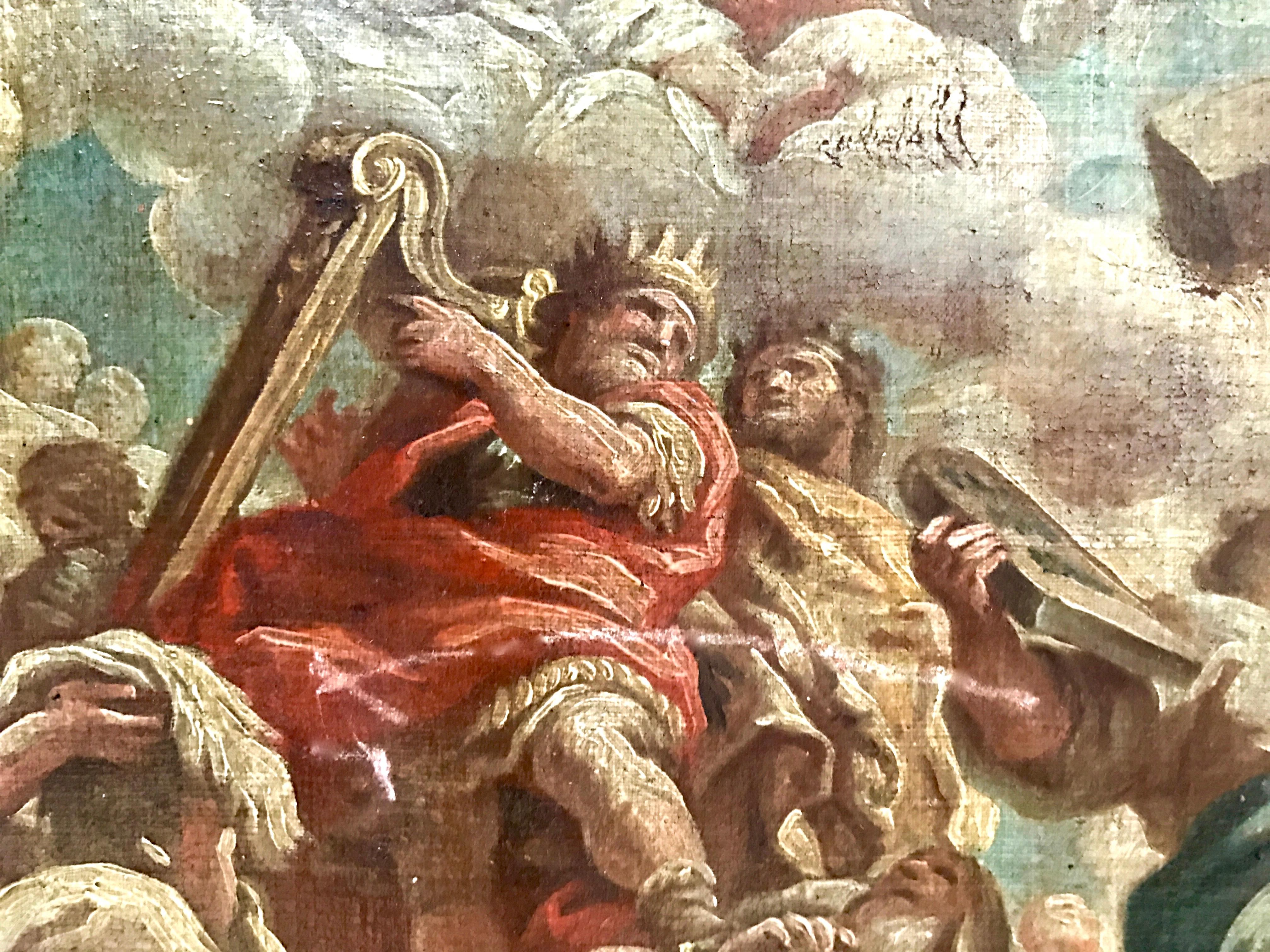 Giltwood Pietro da Cortona 1630 Fresco Study, Antique Louis XIII Frame For Sale