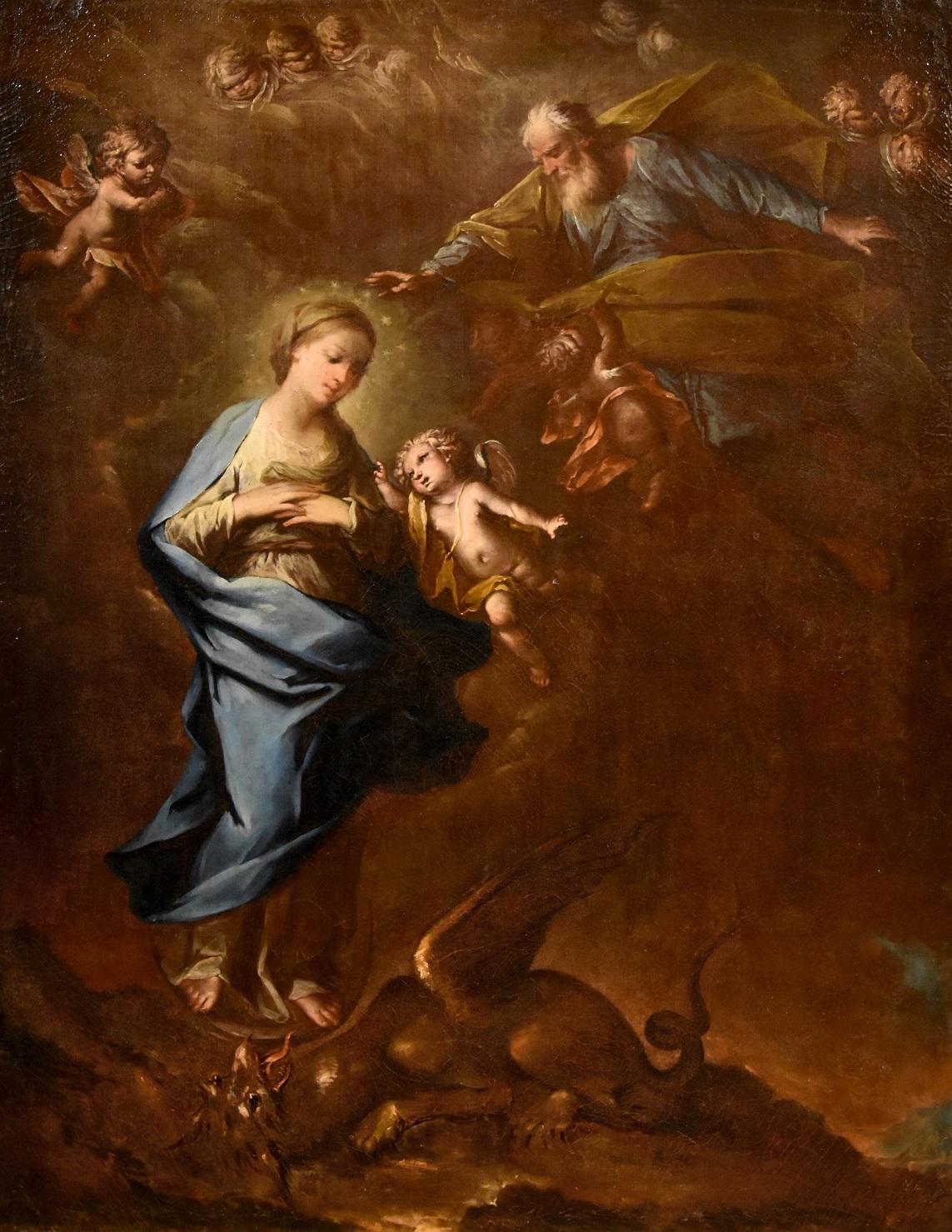 Immaculate Virgin Pietro Da Cortona Paint Oil on canvas Old master 17th Century  - Painting by  Pietro da Cortona, born as Pietro Berrettini (Cortona 1597 - Rome 1669)