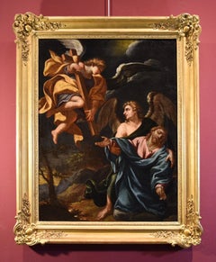 Antique Christ Angels Pietro Da Cortona Paint 17th Century Oil on canvas Old master Art