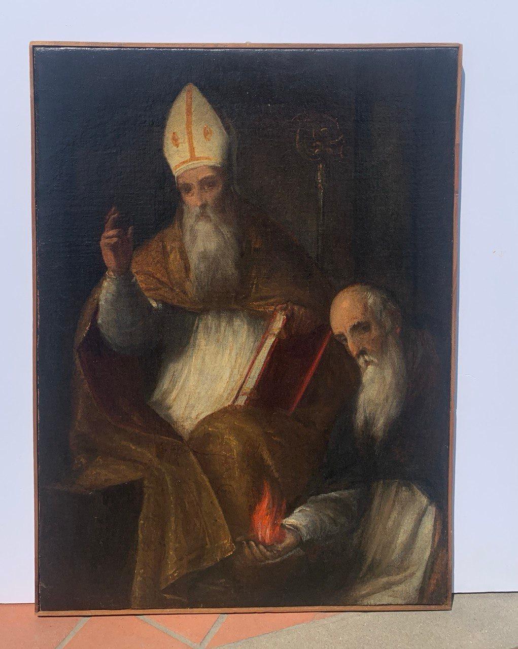 Pietro Marescalchi Spada (Vénitien) - Peinture de figures du XVIe siècle - Saints - Black Figurative Painting par Pietro de' Marescalchi