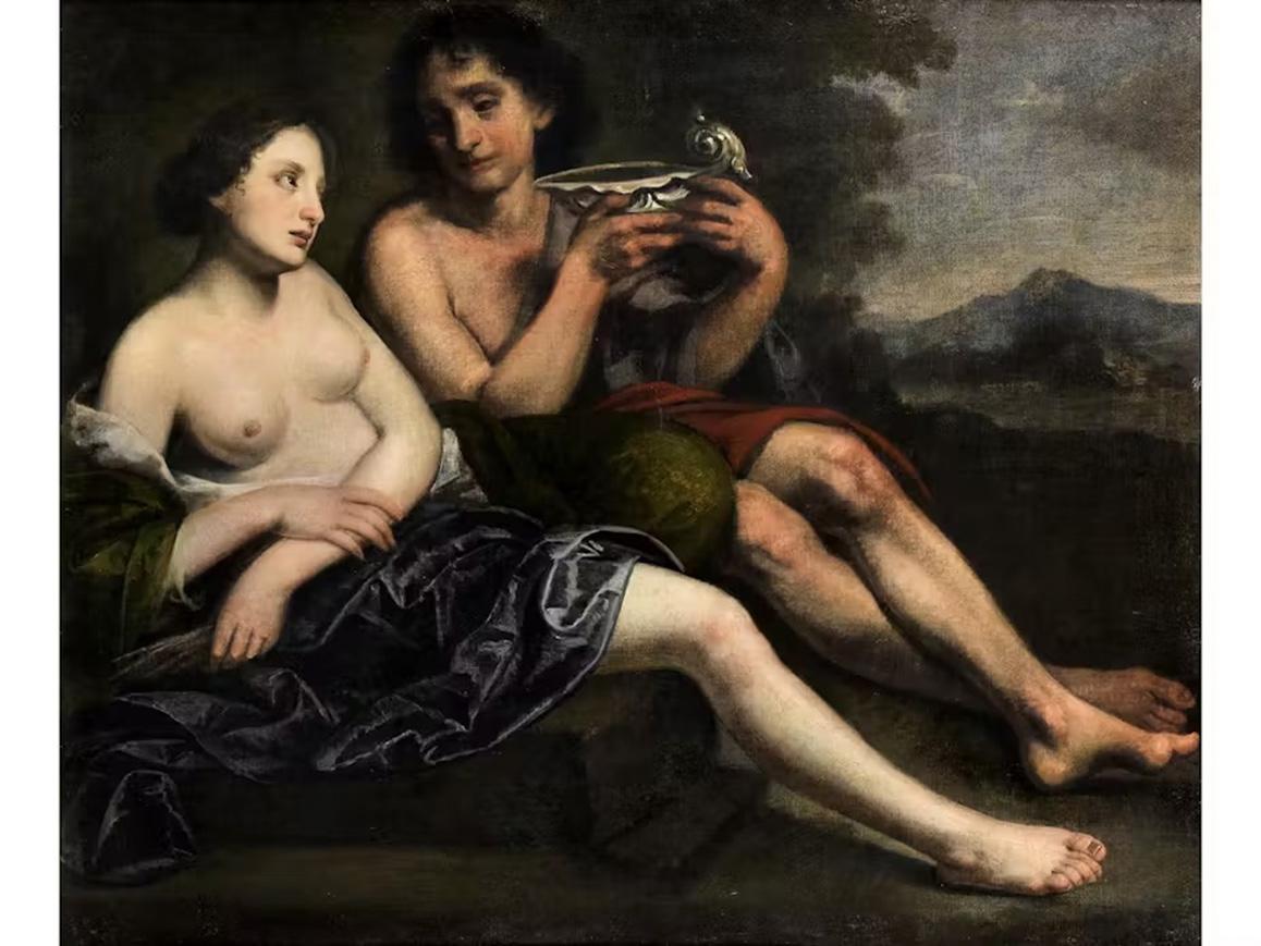 17th Century by Pietro della Vecchia Bacchus and Ceres Oil on canvas For Sale 1